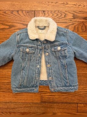 Mango Kids Light Blue Sherpa-Lined Denim Jacket